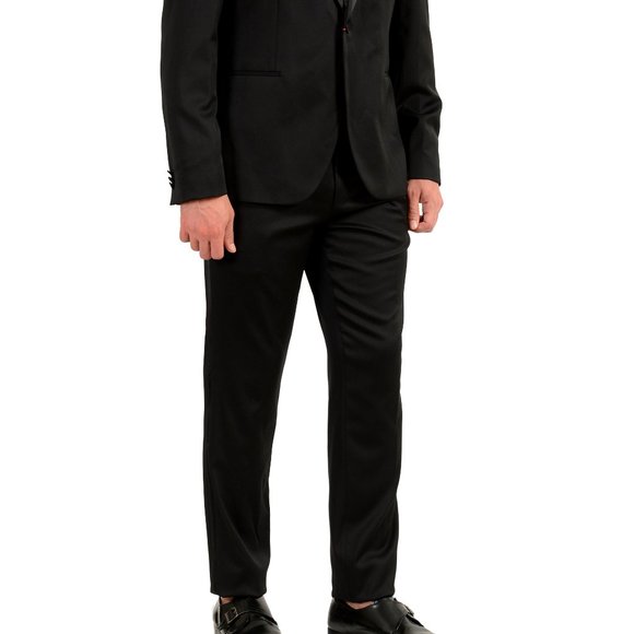 Hugo Boss Men's "Arti/Hesten201E1" Extra Slim Black Tuxedo Wool One Button Suit - Picture 2 of 14